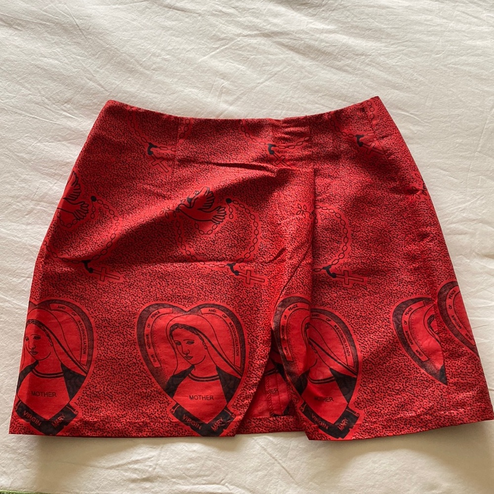 Red mini skirt